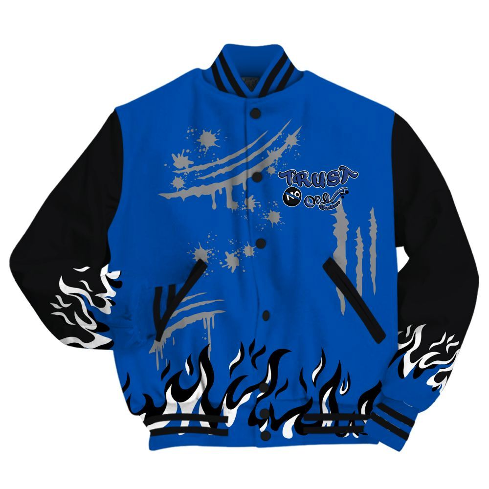 Varsity Jacket To Match Racer Blue 5s - Graphic Trust No One All Over Print
