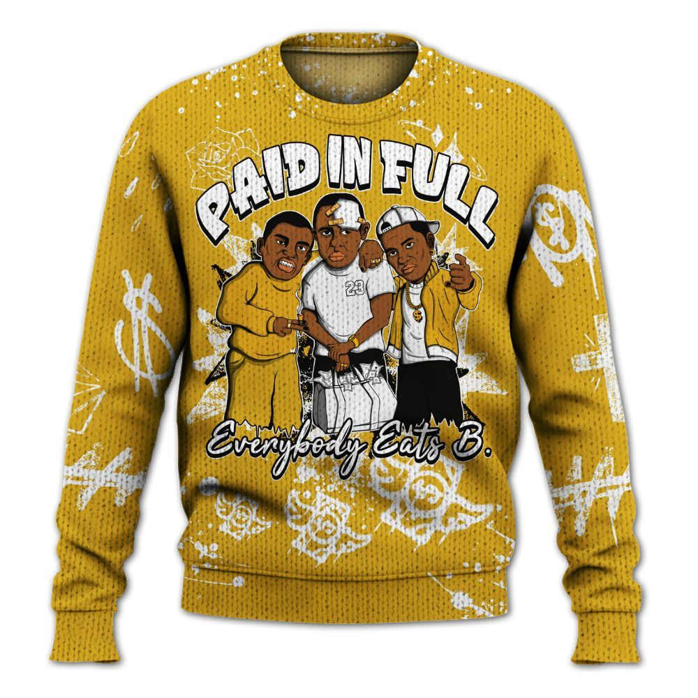 Knitted Sweater To Match Vivid Sulfur 4s - Everybody Paid In Full Crayon