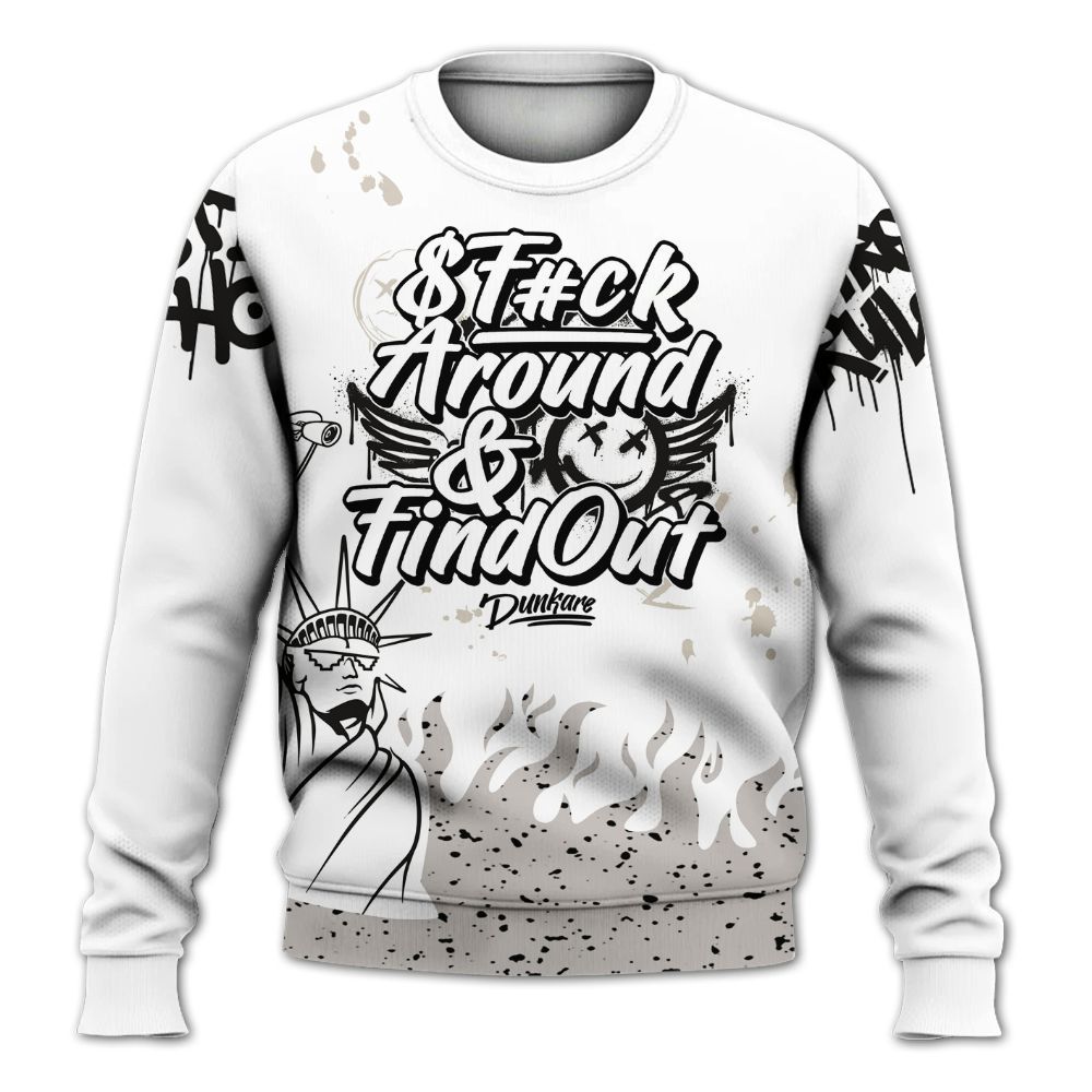 Sweatshirt To Match Retro Reverse Metallic 5s - Graphic Fck Around Find Out All Over Print