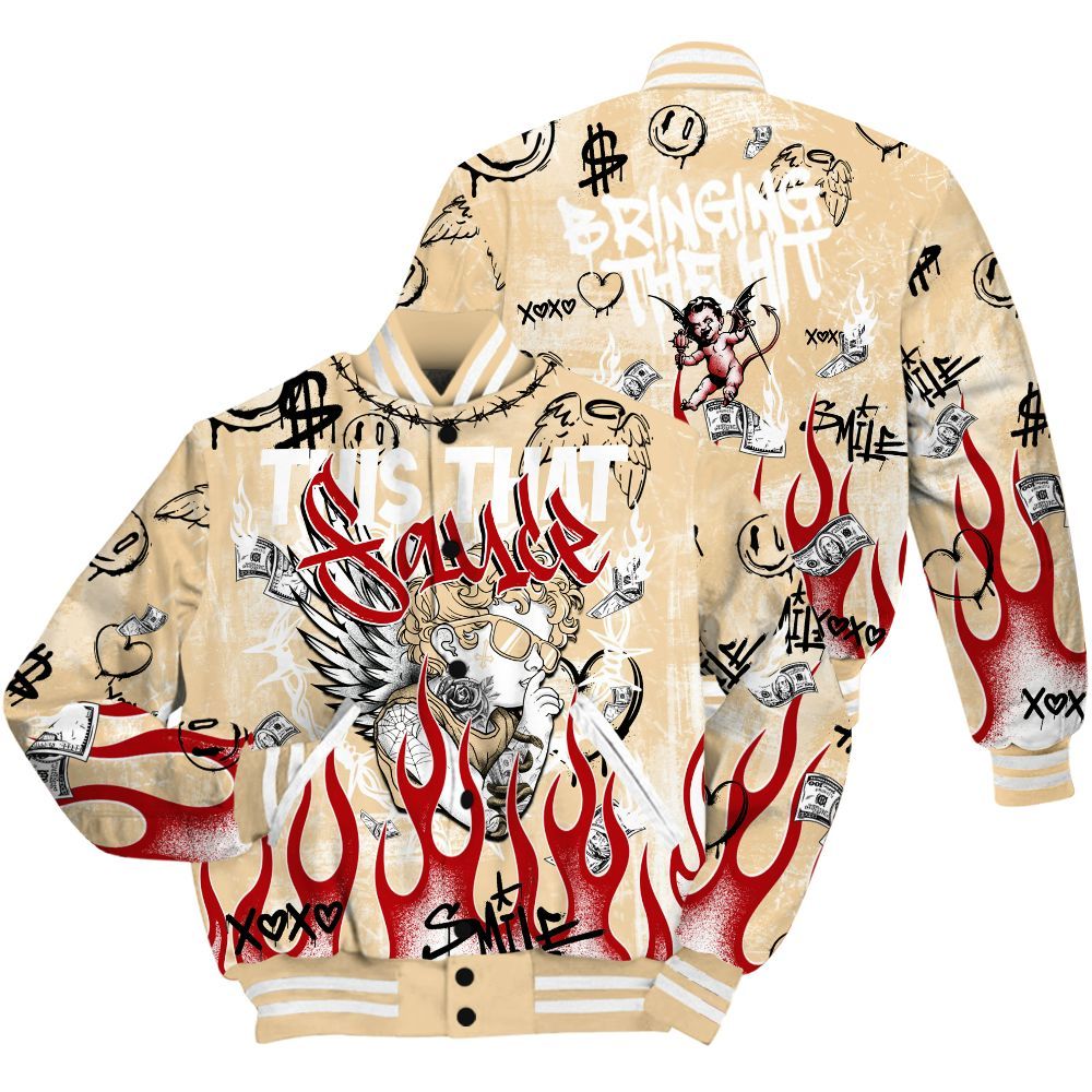 Varsity Jacket To Match Dunk Low Strawberry Waffle Shirt, This That Sauce Angel All Over Print