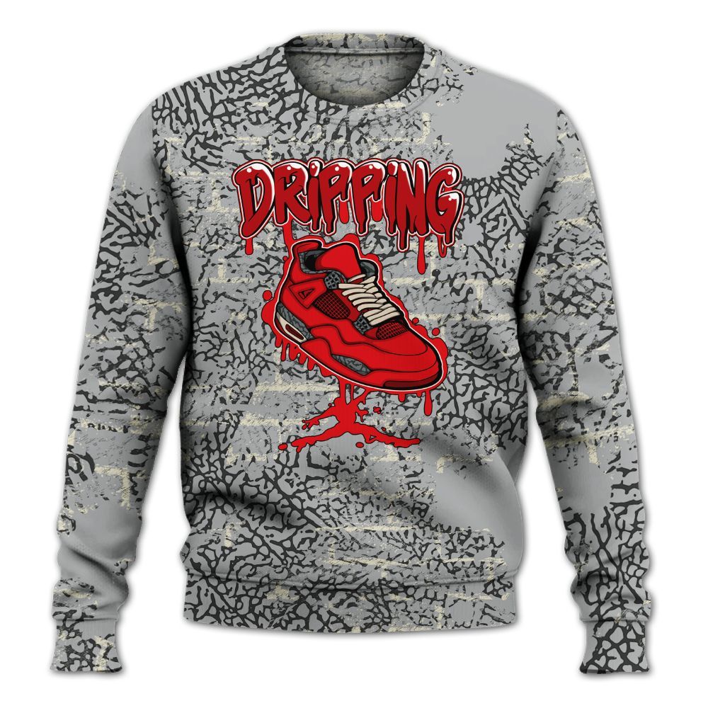 Sweatshirt To Match Cement Grey 3s - Dripping Shoe 4S Graphic Street Art All Over Print