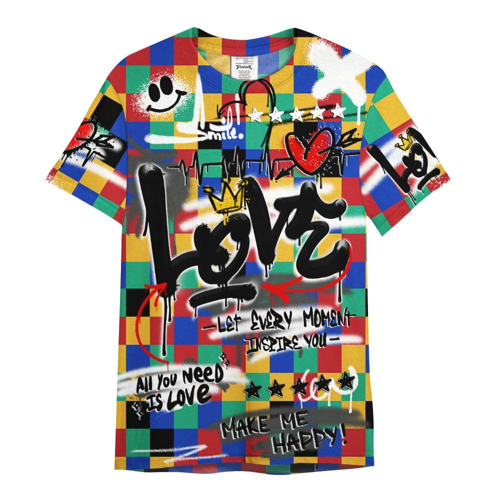 Shirt To Match Air Rainbow Weave - Happy Love Beats Graffiti Streetwear All Over Print