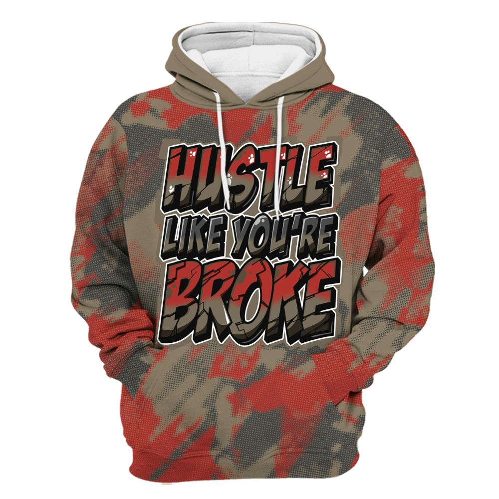Hoodie To Match Olive 9s - Hustles Like Broke Abstract All Over Print