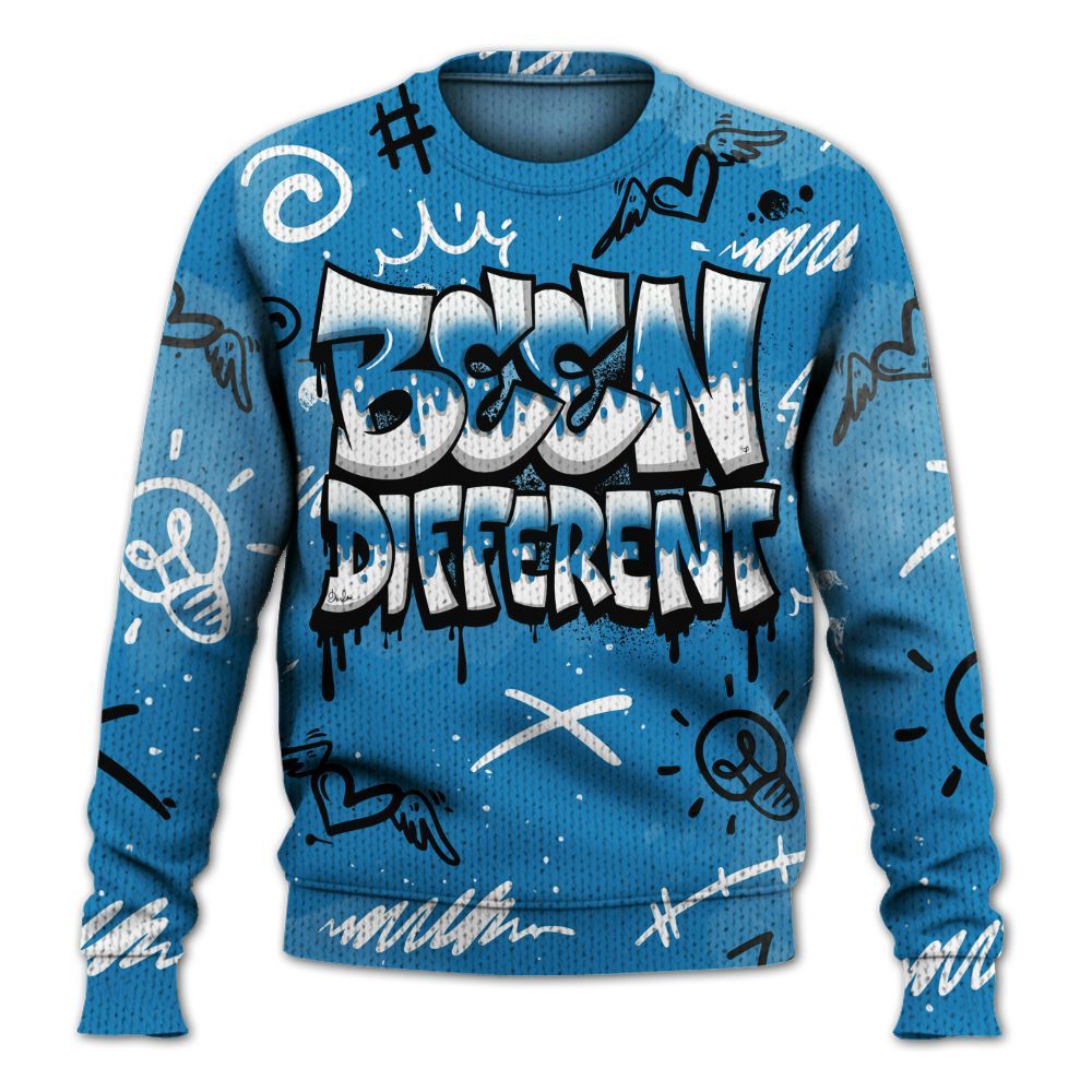 Knitted Sweater To Match Retro University Blue 9s - Drip Been Di2ferent