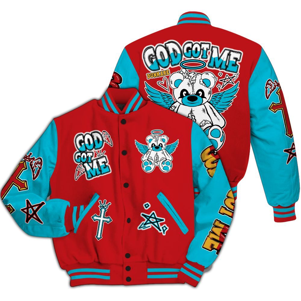 Varsity Jacket To Match Dunk Low Fruity Pebbles - Gods Guides Me Bear All Over Print