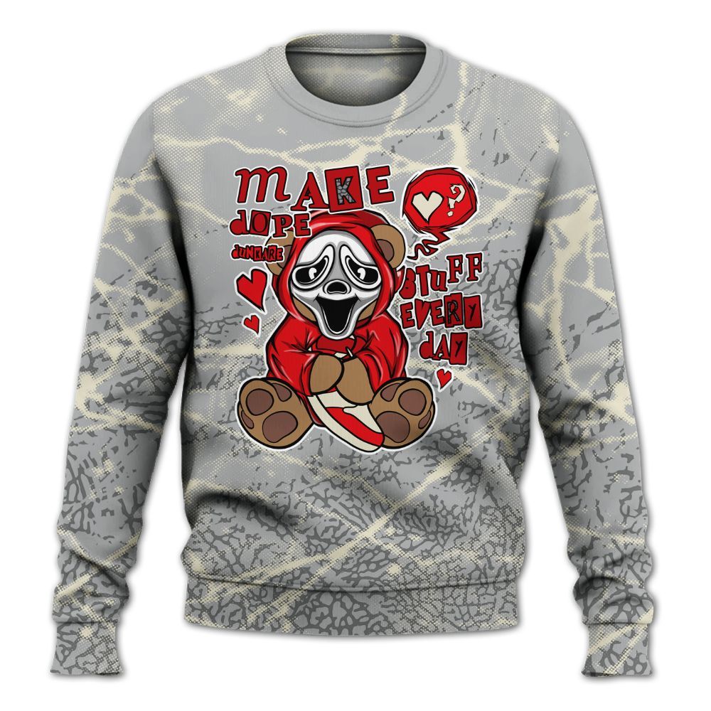 Sweatshirt To Match Cement Grey 3s - Make Dopes Bear Profound All Over Print