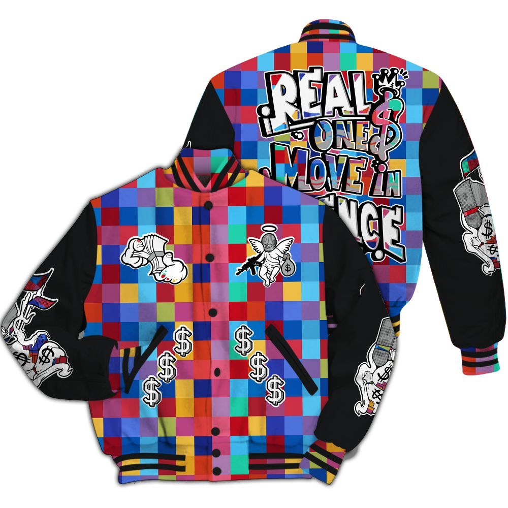 Varsity Jacket To Match Air Rainbow Weave - Ones Move In Silence Graphic All Over Print