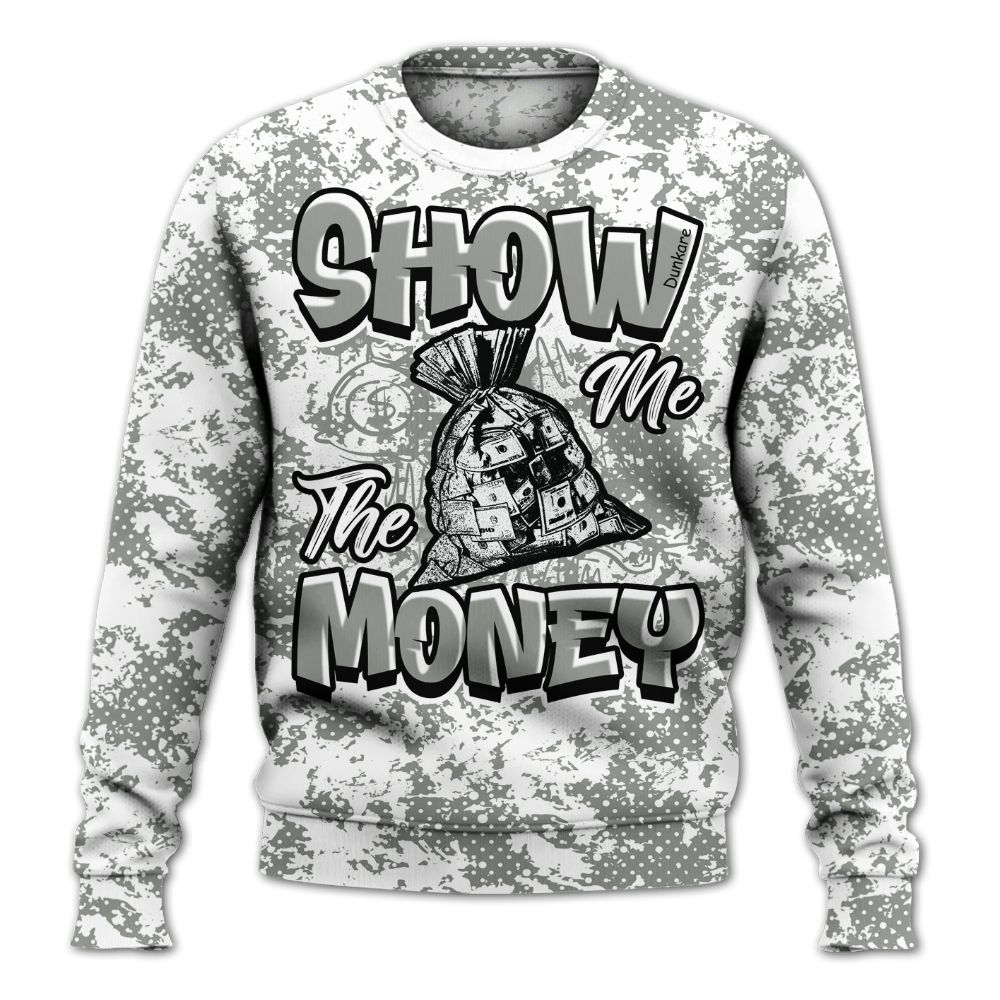Sweatshirt To Match Paris Cement Grey 4s - Show Me The Money Retro All Over Print