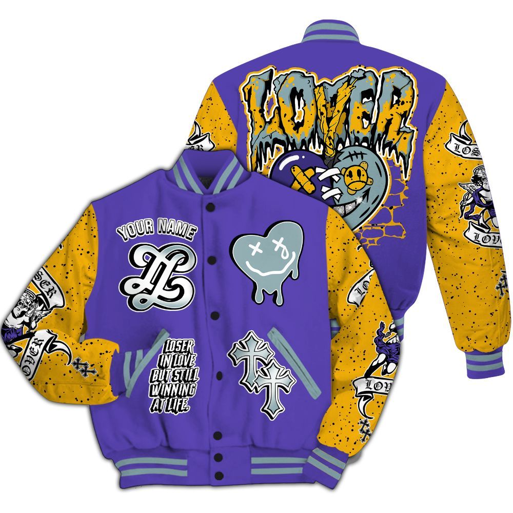 Varsity Jacket To Match Imperial Purple 4s - Loser Lover All Over Print