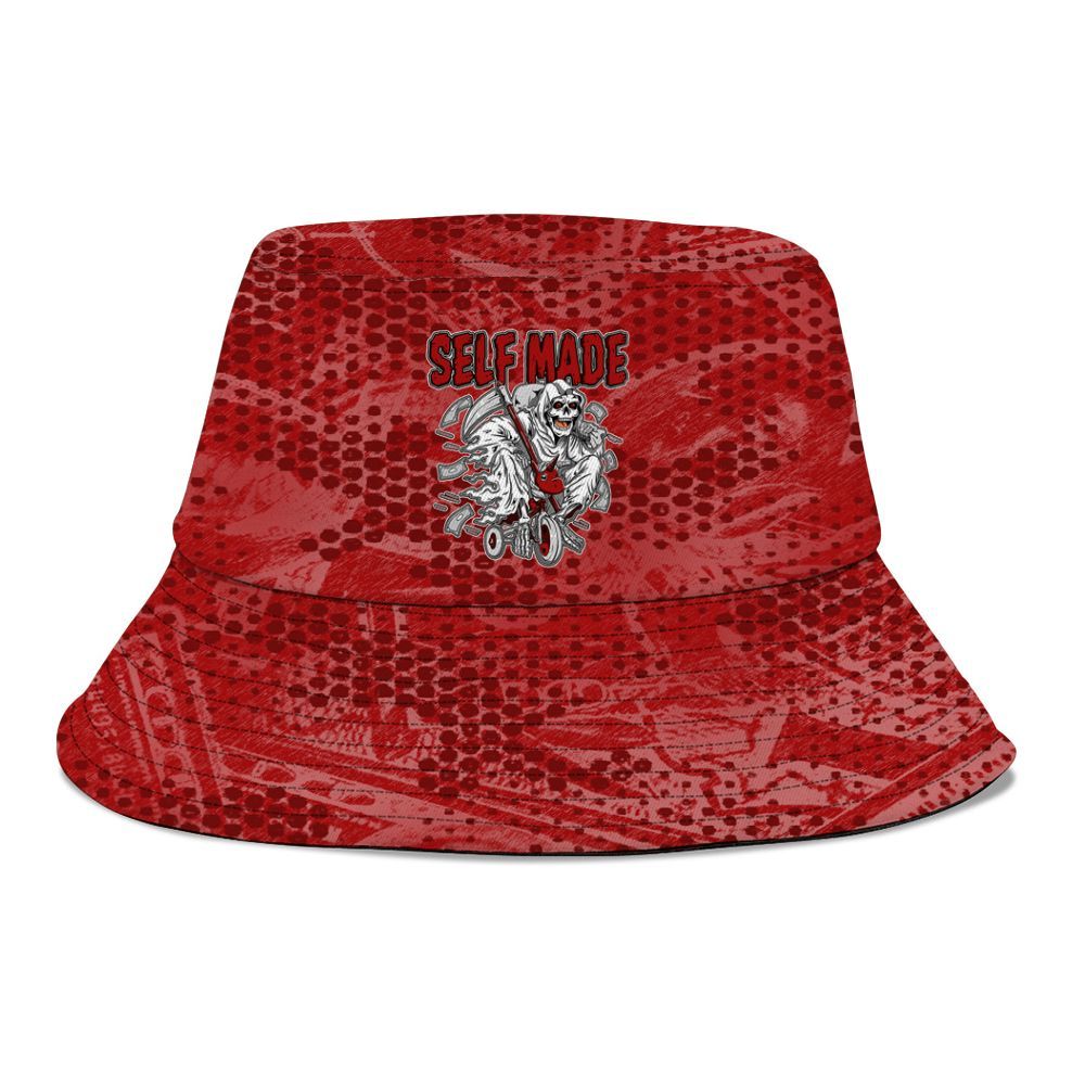 Bucket Hat To Match Red Taxi 12s - Self Make Skeleton Banknotes Art Graphic