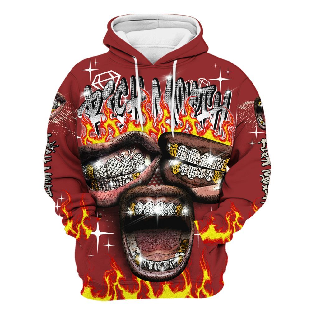 Hoodie To Match High 85 Bred 1s - Rich Mouth Fire Rap Retro 90s All Over Print