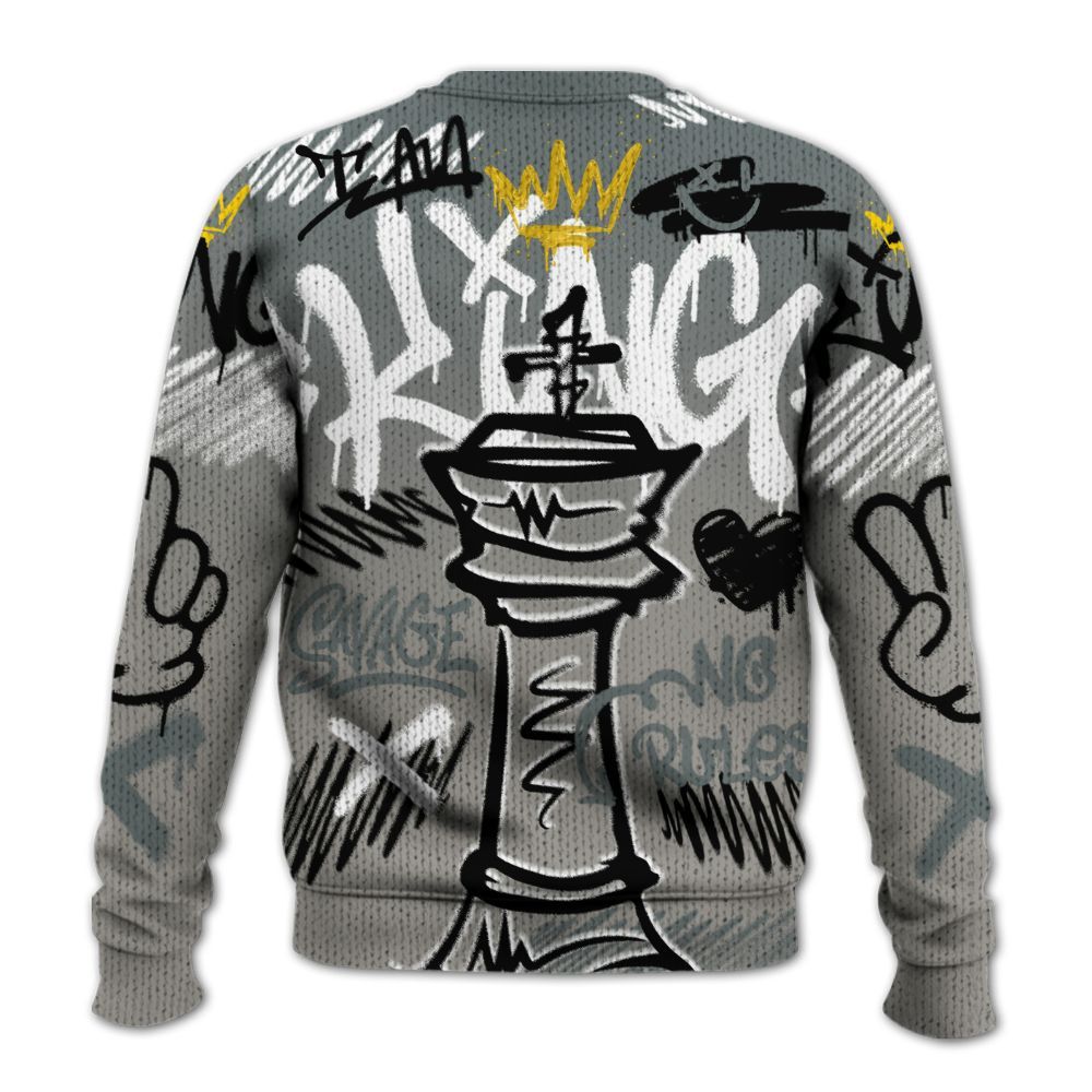 Knitted Sweater To Match Cool Grey 9s - Street King Chess Streetwear