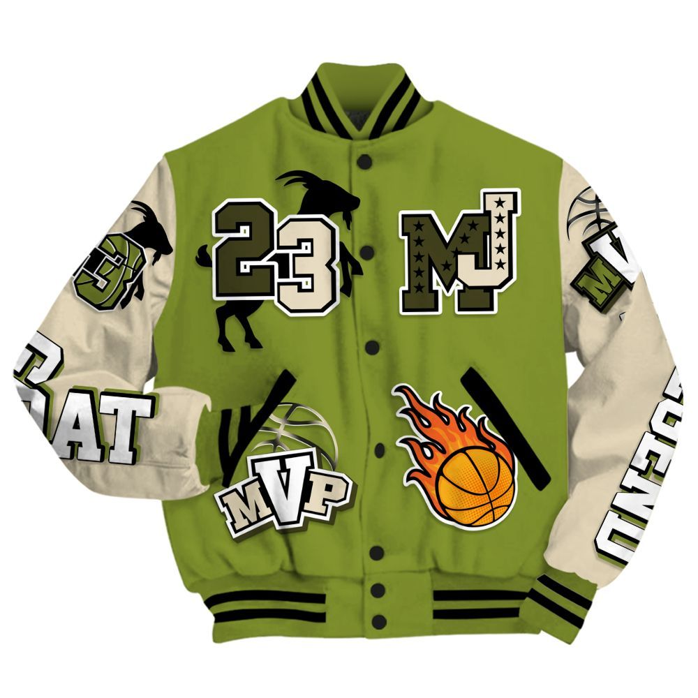 Varsity Jacket To Match SB Dunk Low Asparagus Shirt, 23 Goat MVP Basketball All Over Print
