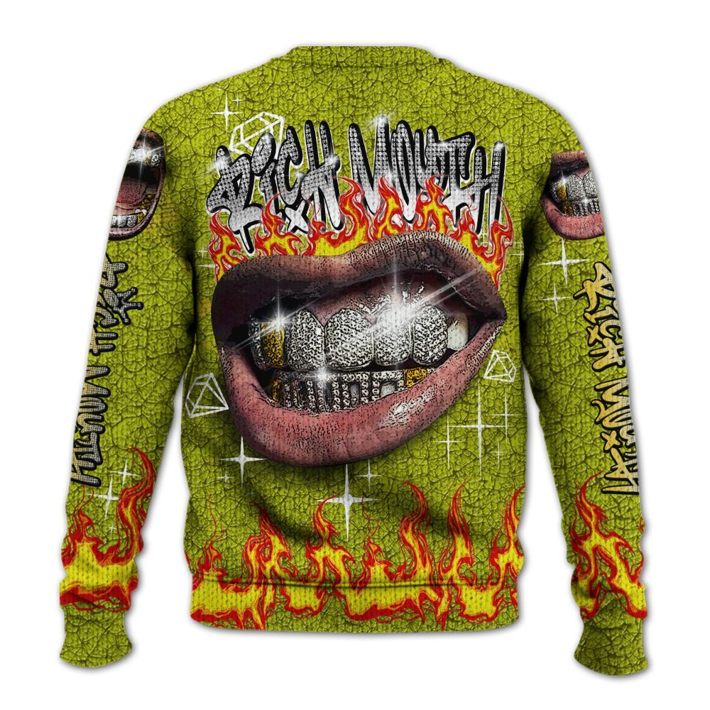 Knitted Sweater To Match Dunk Low QS Halloween Skull - Rich Mouth Fire Rap Retro 90s