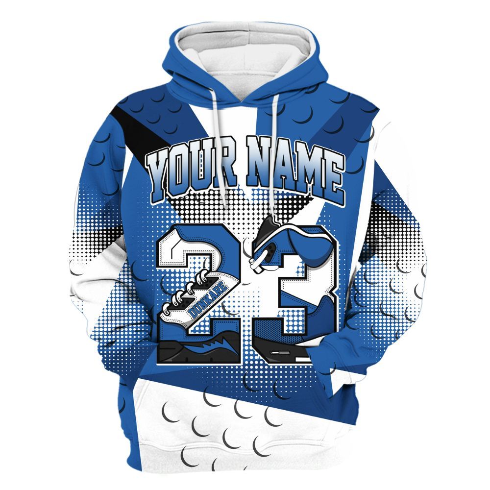 Hoodie To Match Brave Blue 13s - Poly Custom Name Number 23 5s All Over Print
