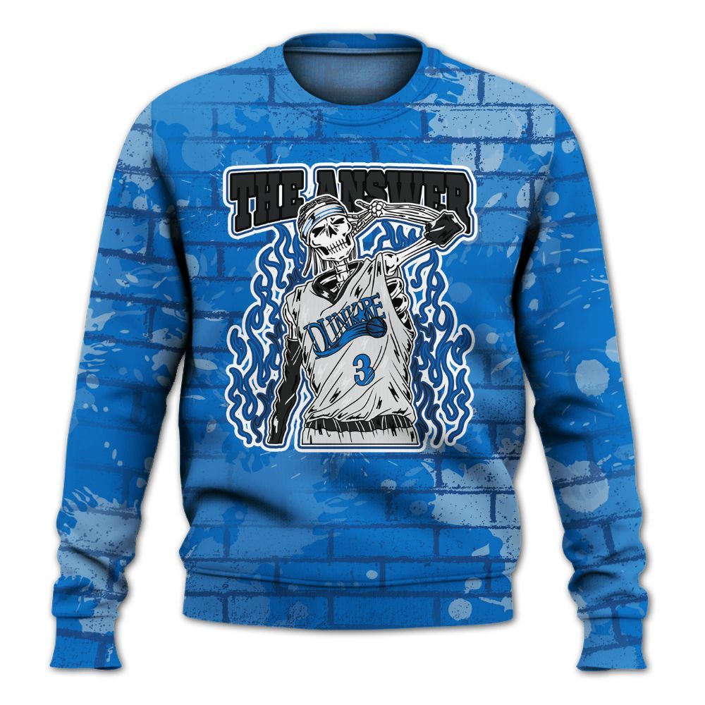 Sweatshirt To Match Blueberry 12s - Allen Answer Skeleton Brick All Over Print