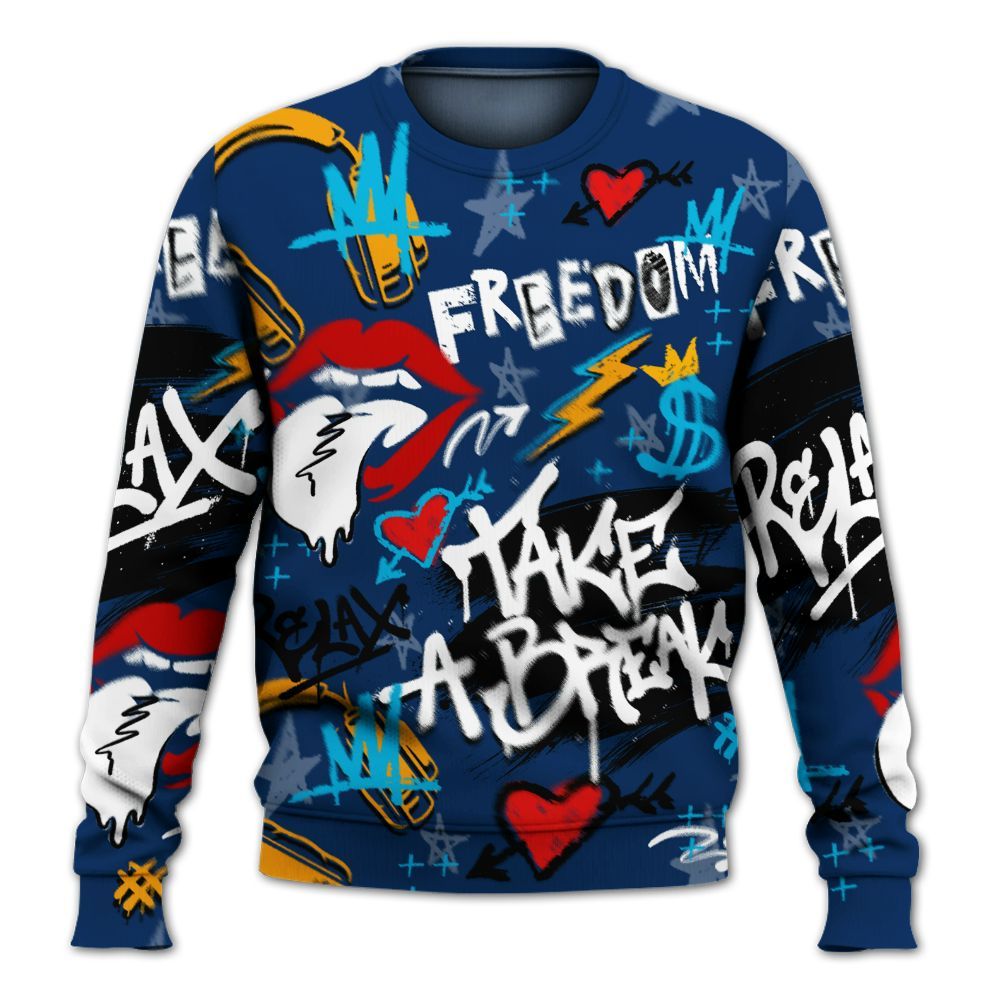 Sweatshirt To Match Dunk Low GS Electric Algae - Take Break Freedom Graffiti Streetwear All Over Print