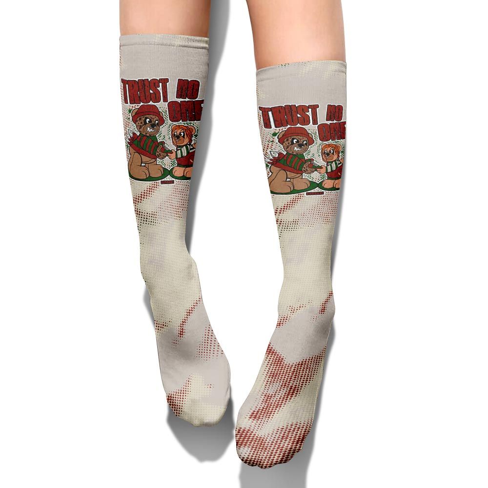 Sock To Match El Grito 5s - Trust No One Bear Halloween Abstract Halftone