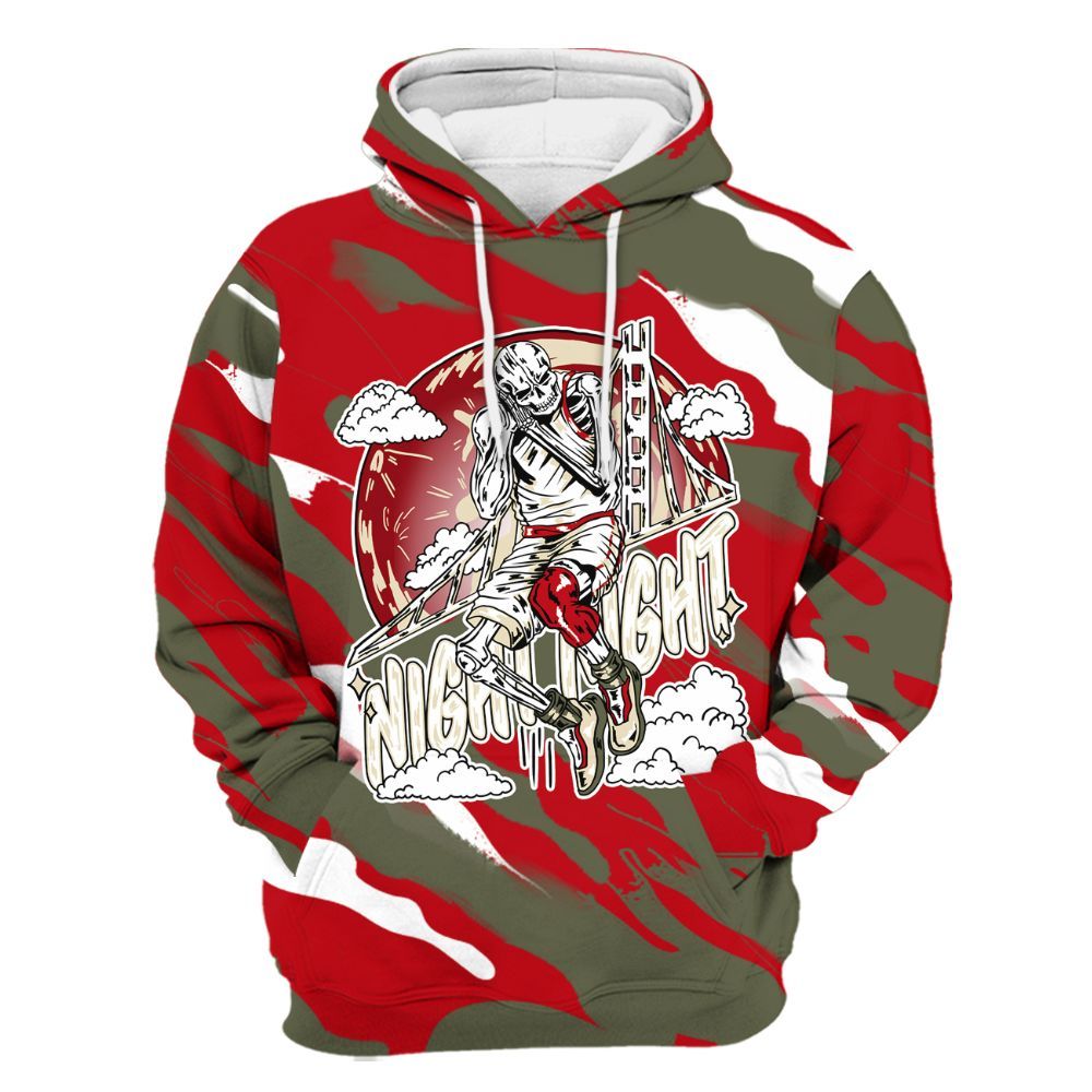Hoodie To Match Low OG Medium Olive 1s - Seeya Skeleton Colored All Over Print