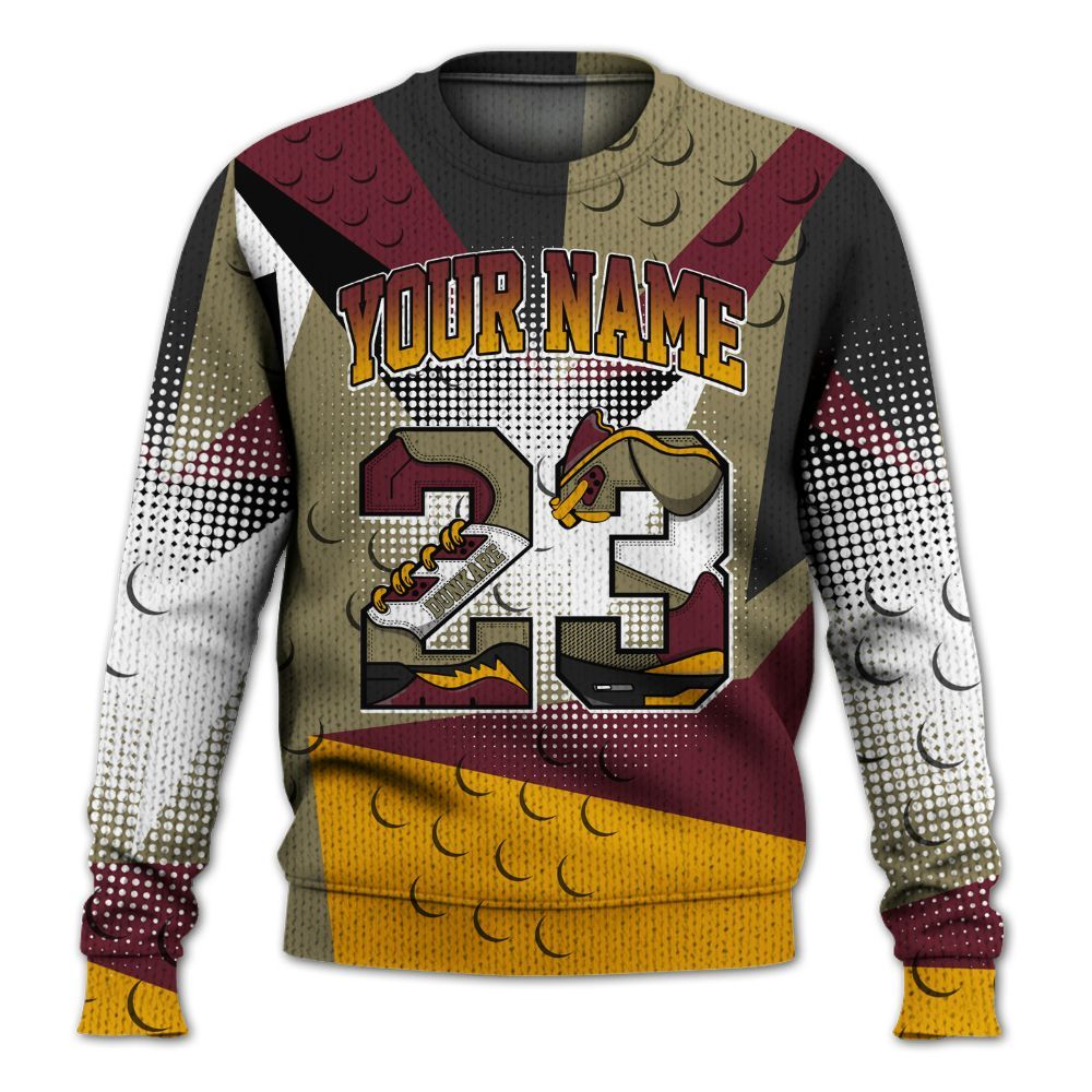 Knitted Sweater To Match Black Olive 7s - Poly Custom Name Number 23 5s