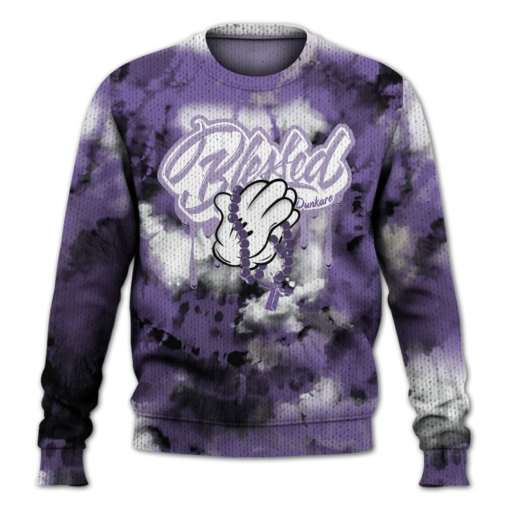 Knitted Sweater To Match Dunk Low Black Raspberry - God Blessed Tie Dye