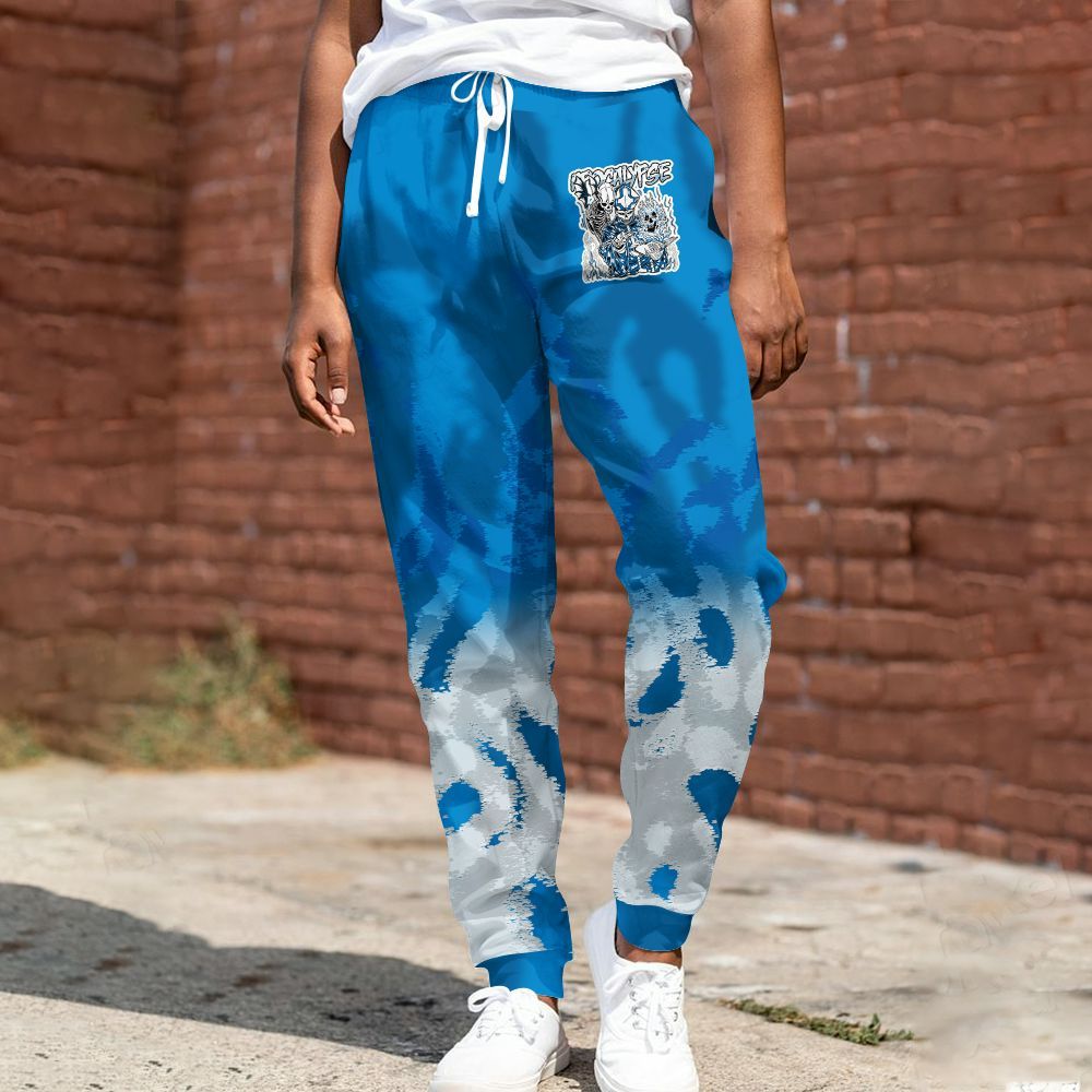 Sweatpant To Match Military Blue 4s - Apocalypse Skeleton Burn All Over Print