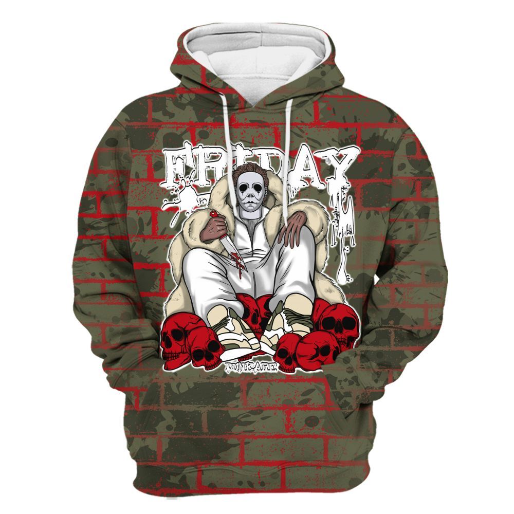 Hoodie To Match Travis Scott Low OG Medium Olive 1s - Friday Brick All Over Print