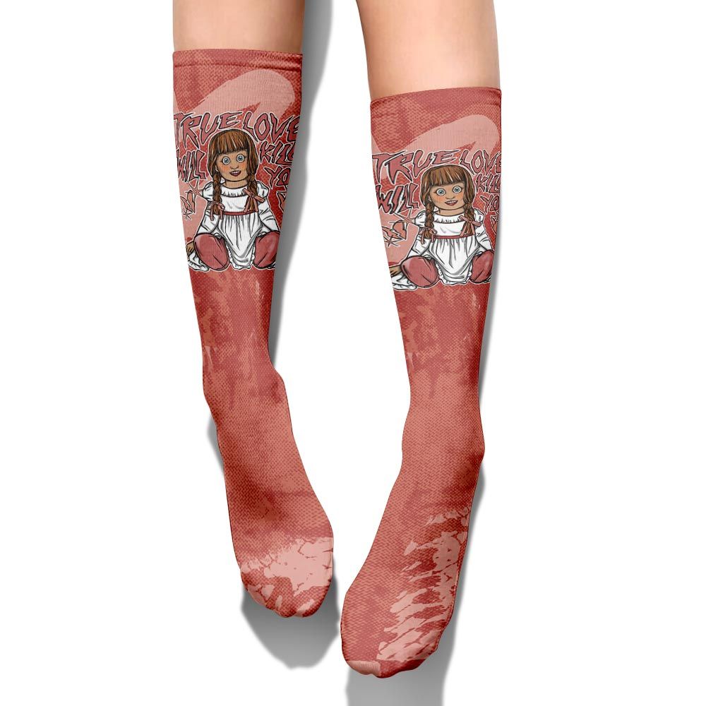 Sock To Match Dune Red 13s - Genuine Loves Bear Halloween Heart Grunge