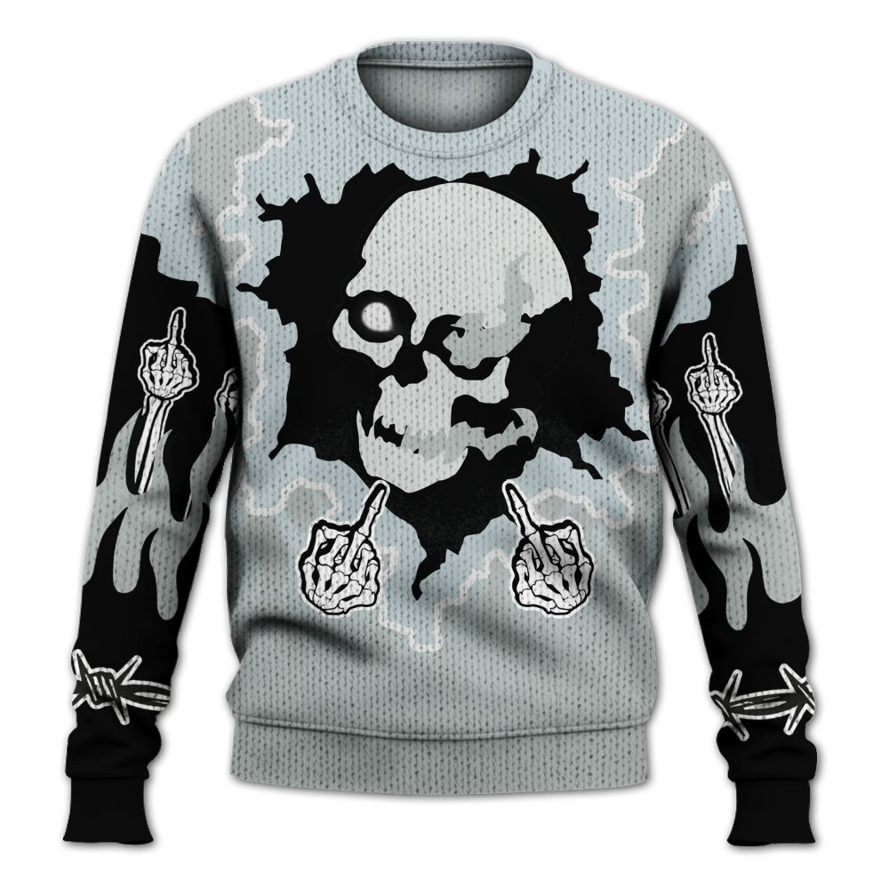 Knitted Sweater To Match Black Wolf Grey 12s - F Around Find Out Graphic Trapped