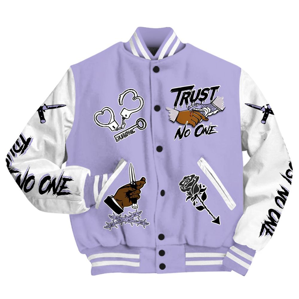 Varsity Jacket To Match Low Pure Violet 11s - Trust No One Dripping All Over Print