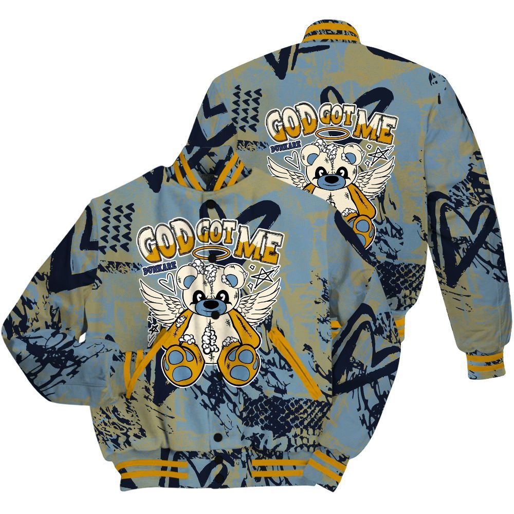 Varsity Jacket To Match High OG First In Flight 1s Shirt - Gods Guides Me Bear Heart Grunge All Over Print
