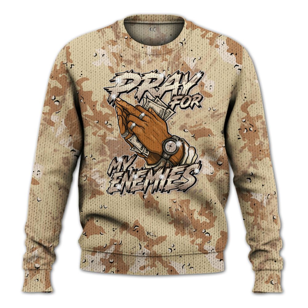 Knitted Sweater To Match Desert Camo 3s - Prayed For Enemies Graphic Luxury