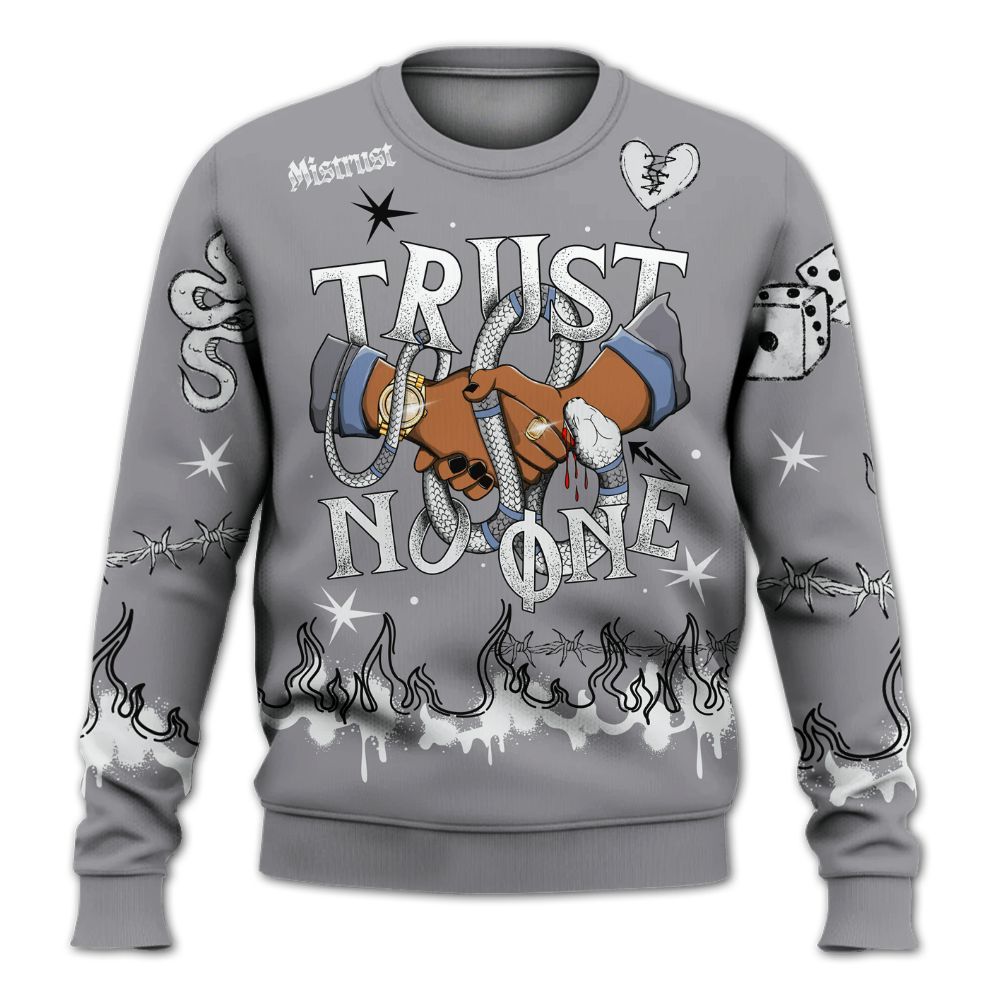 Sweatshirt To Match Low Cement Grey 11s - Trust No One Snake-Bite Doodle Crayon All Over Print