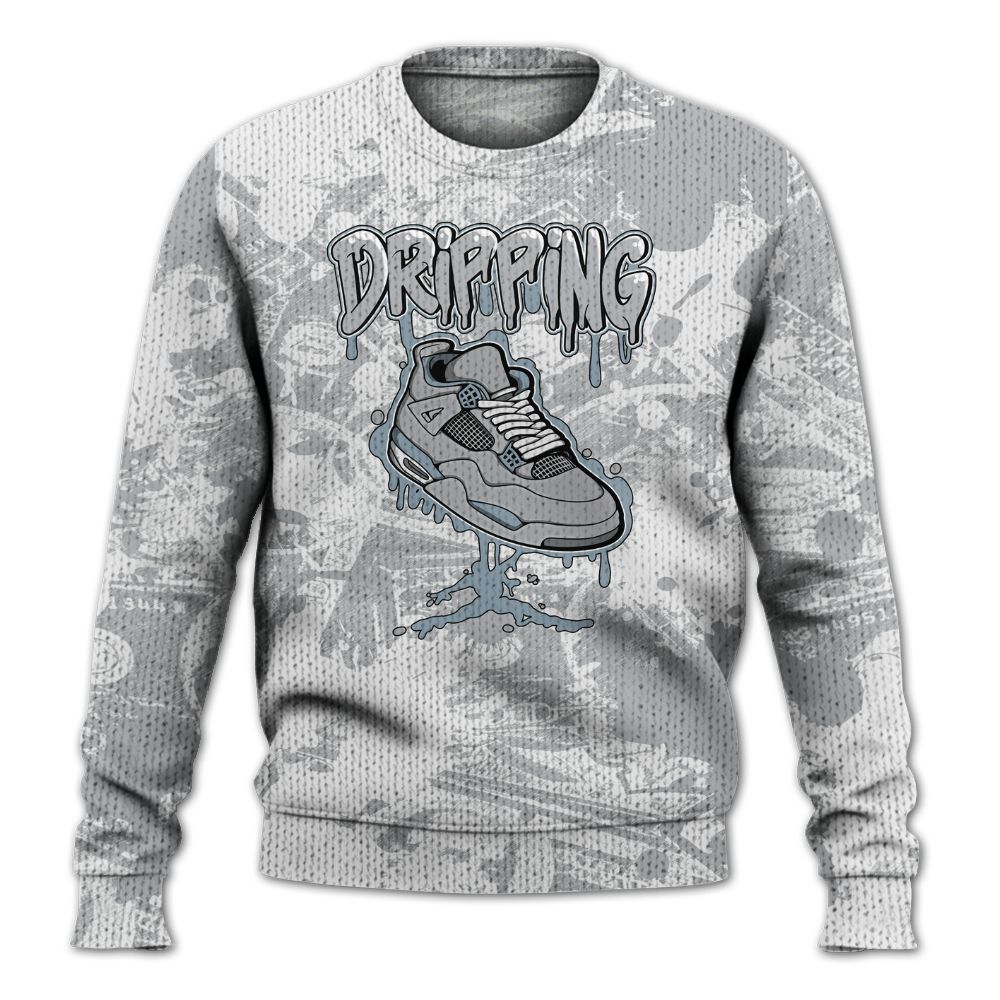 Knitted Sweater To Match Low OG Wolf Grey 1s - Dripping Shoe 4S Graphic Street Art