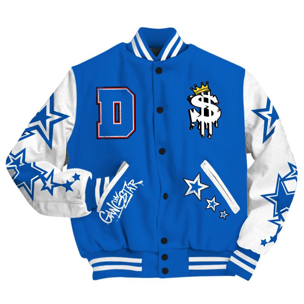 Varsity Jacket To Match Kobe 6 Game Royal - Lucky Money Paid In Full Retro All Over Print