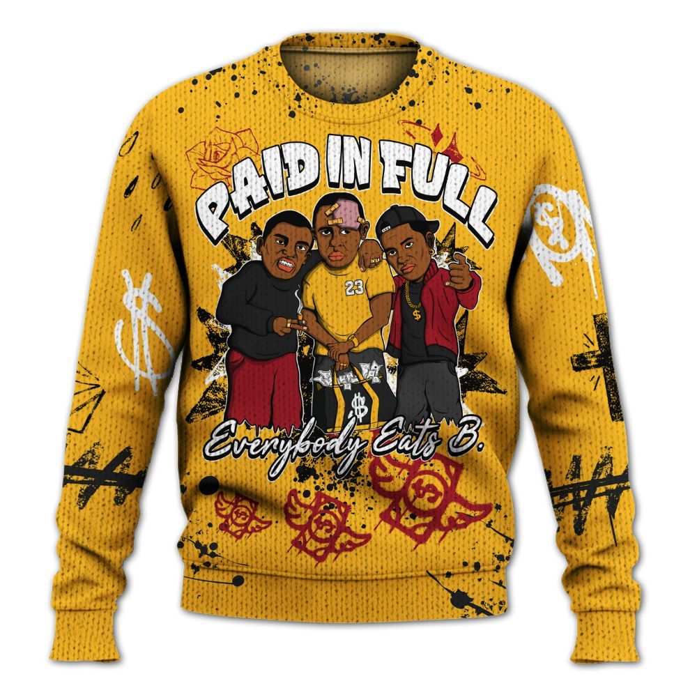Sweater To Match White Taxi 12s Shirt, Everybody Paid In Full Crayon Graphic