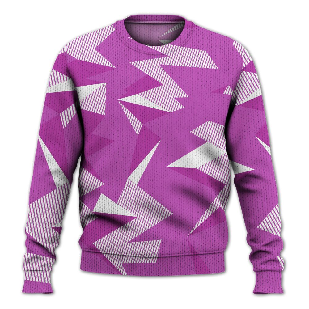 Knitted Sweater To Match Hyper Violet 4s - Geometric Camouflage Pattern