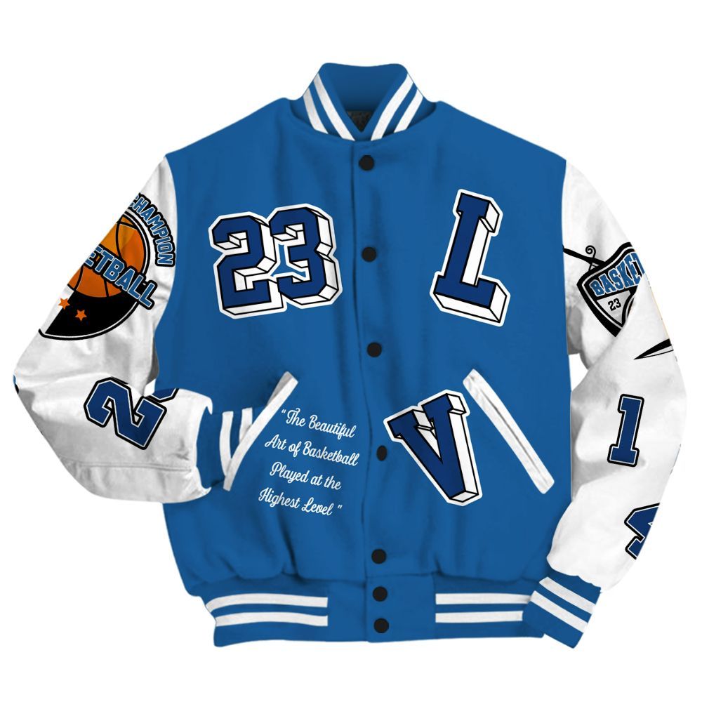 Varsity Jacket To Match French Blue 13s - The GOAT Got Em Streetwear All Over Print