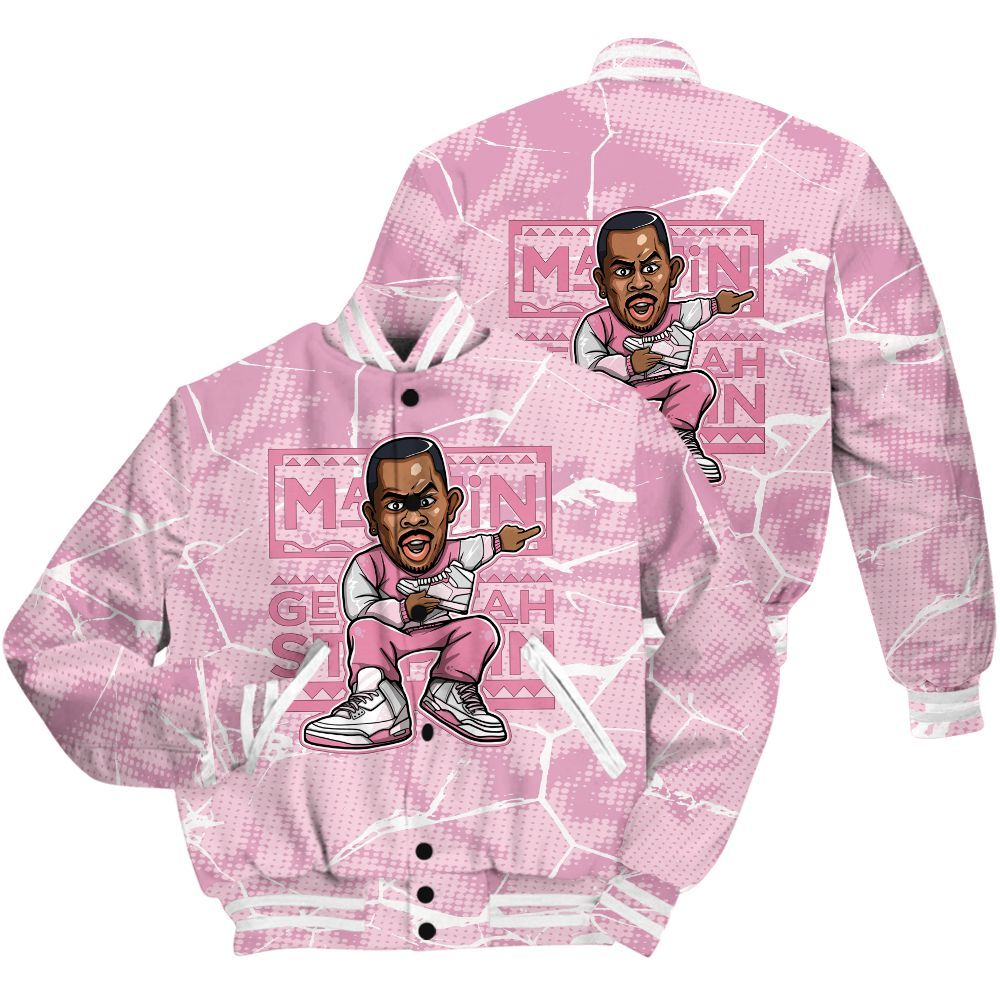 Varsity Jacket To Match Orchid 4s Shirt - Get Tag Sneakers Steppin' Graphic Crack All Over Print