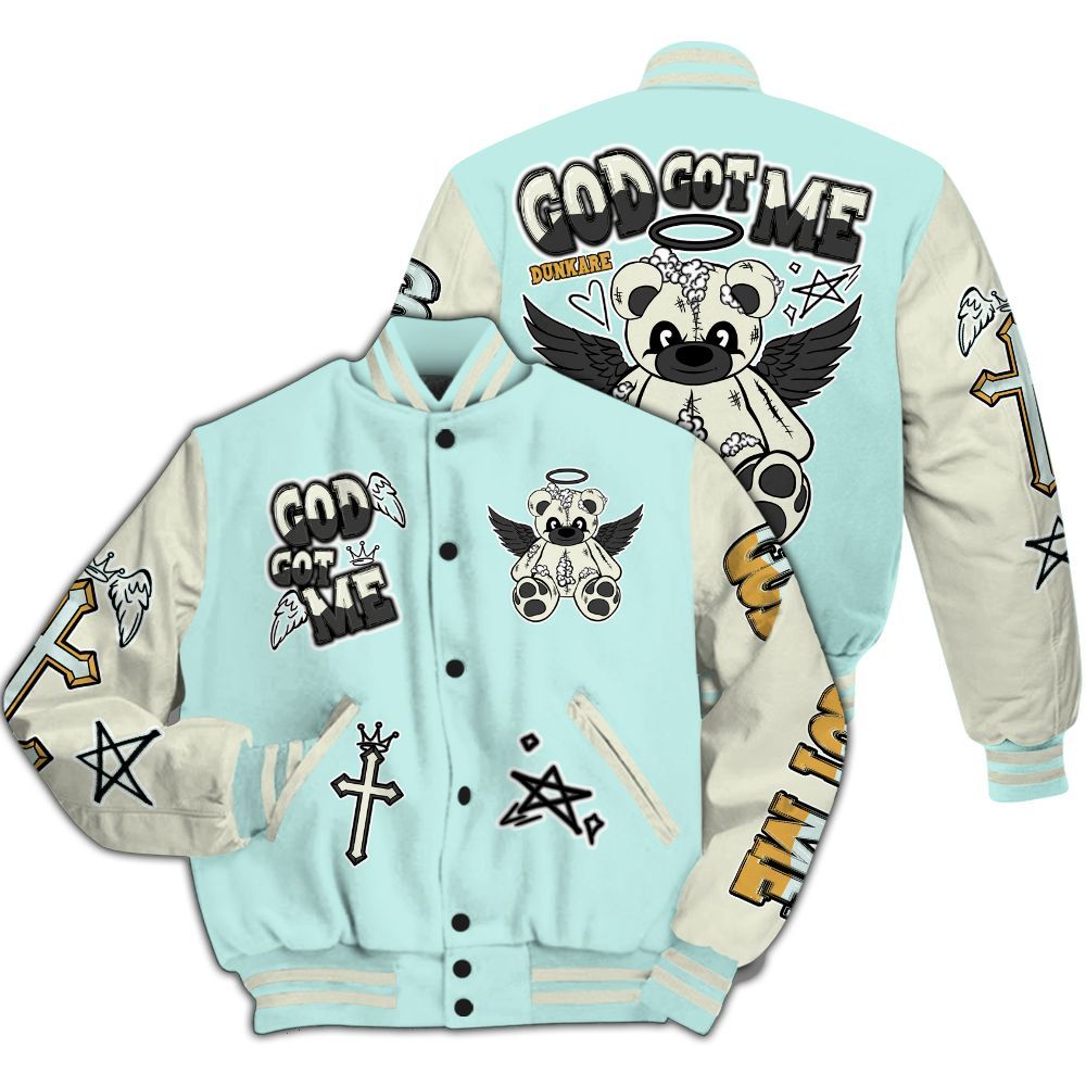 Varsity Jacket To Match Pure Platinum 4s - Gods Guides Me Bear All Over Print