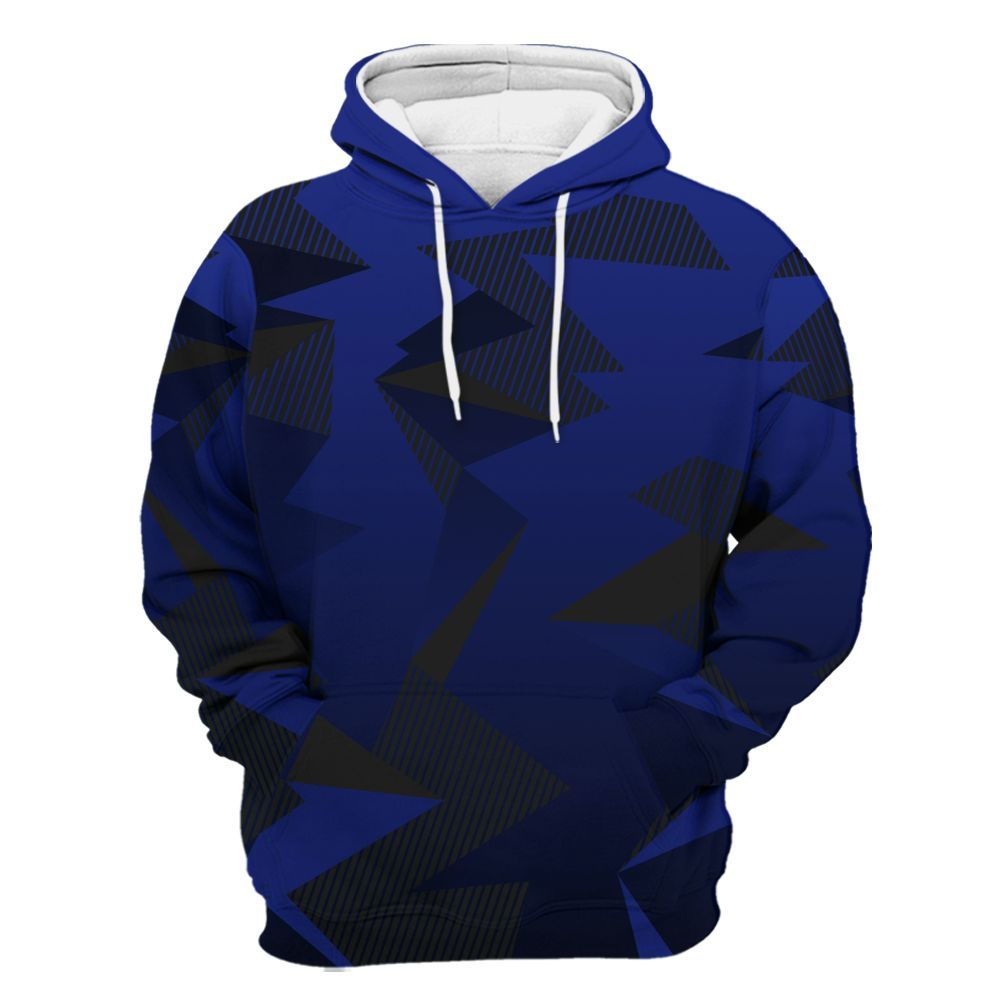 Hoodie To Match Air Max Plus Black Racer Blue - Geometric Camouflage Pattern All Over Print