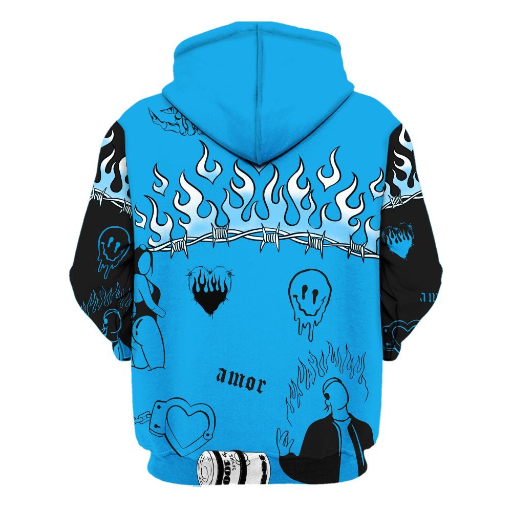 Hoodie To Match Black University Blue 2022 13s - Snake Trust No One All Over Print