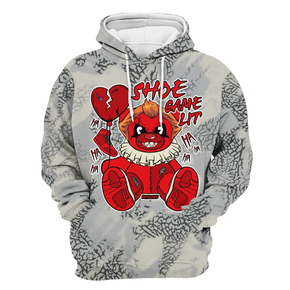 Hoodie To Match Cement Grey 3s - Shoe Game Bear Abstract Halftone All Over Print