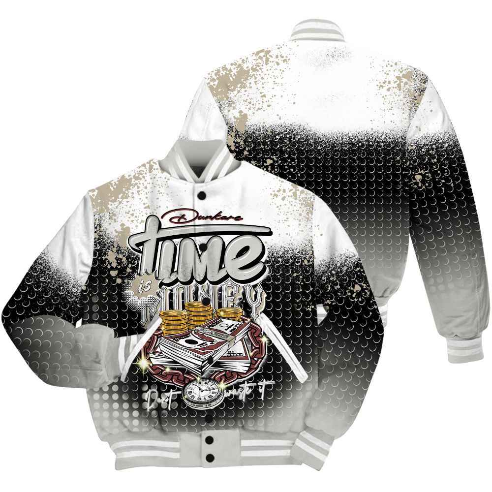 Varsity Jacket To Match RM Canyon Rust 4s Shirt, Halftone Time Is Money All Over Print