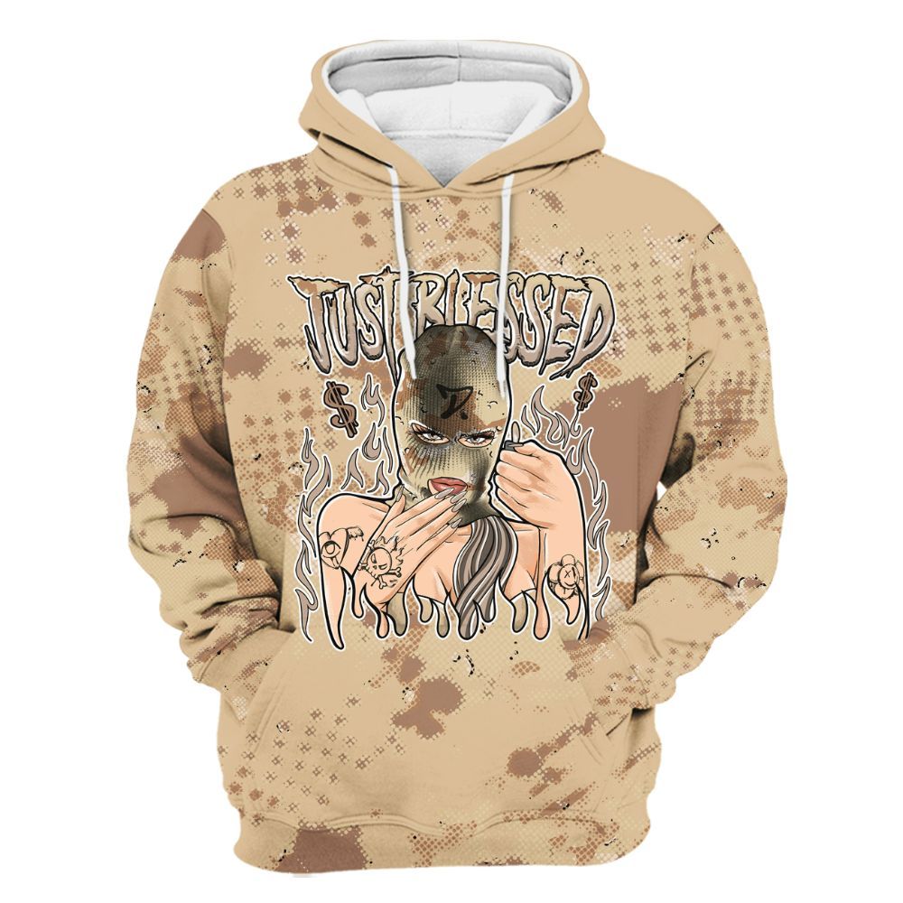 Hoodie To Match Desert Camo 3s - Blessed!! Smoke Dot All Over Print