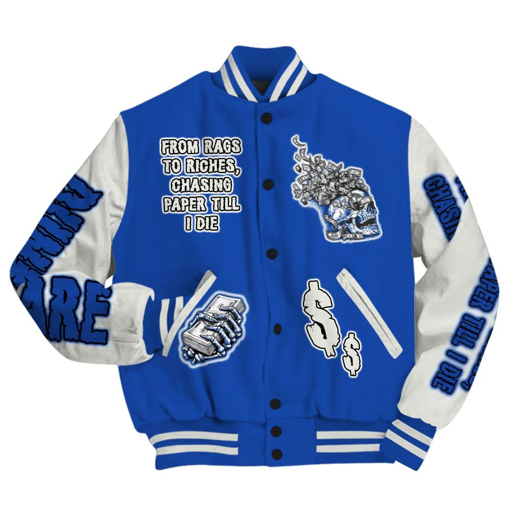 Varsity Jacket To Match Dunk High Racer Blue - From Rags To Riches All Over Print