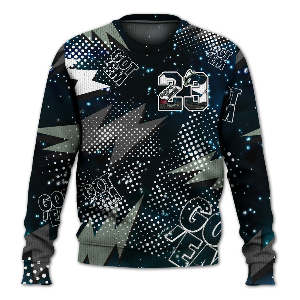 Knitted Sweater To Match Air Foamposite One Galaxy - Custom Name Number 23 5s