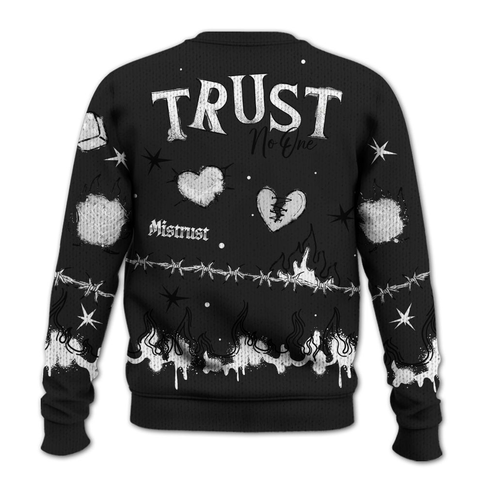 Knitted Sweater To Match Black Cat 3s - Trust No One Snake-Bite Doodle Crayon