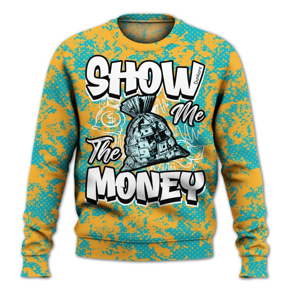 Sweatshirt To Match Retro Aqua 5s - Show Me The Money Retro All Over Print