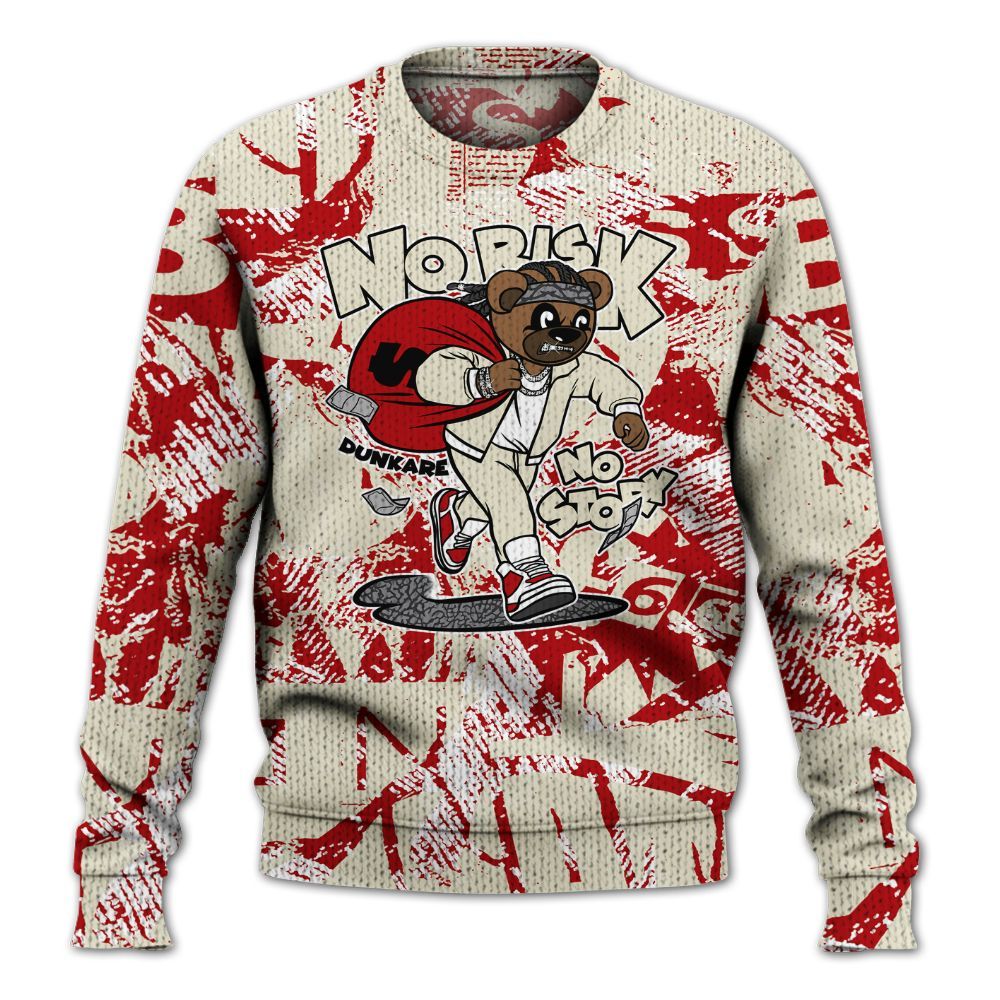 Knitted Sweater To Match Cement Grey 3s - Certain Bear Abstract Graffiti